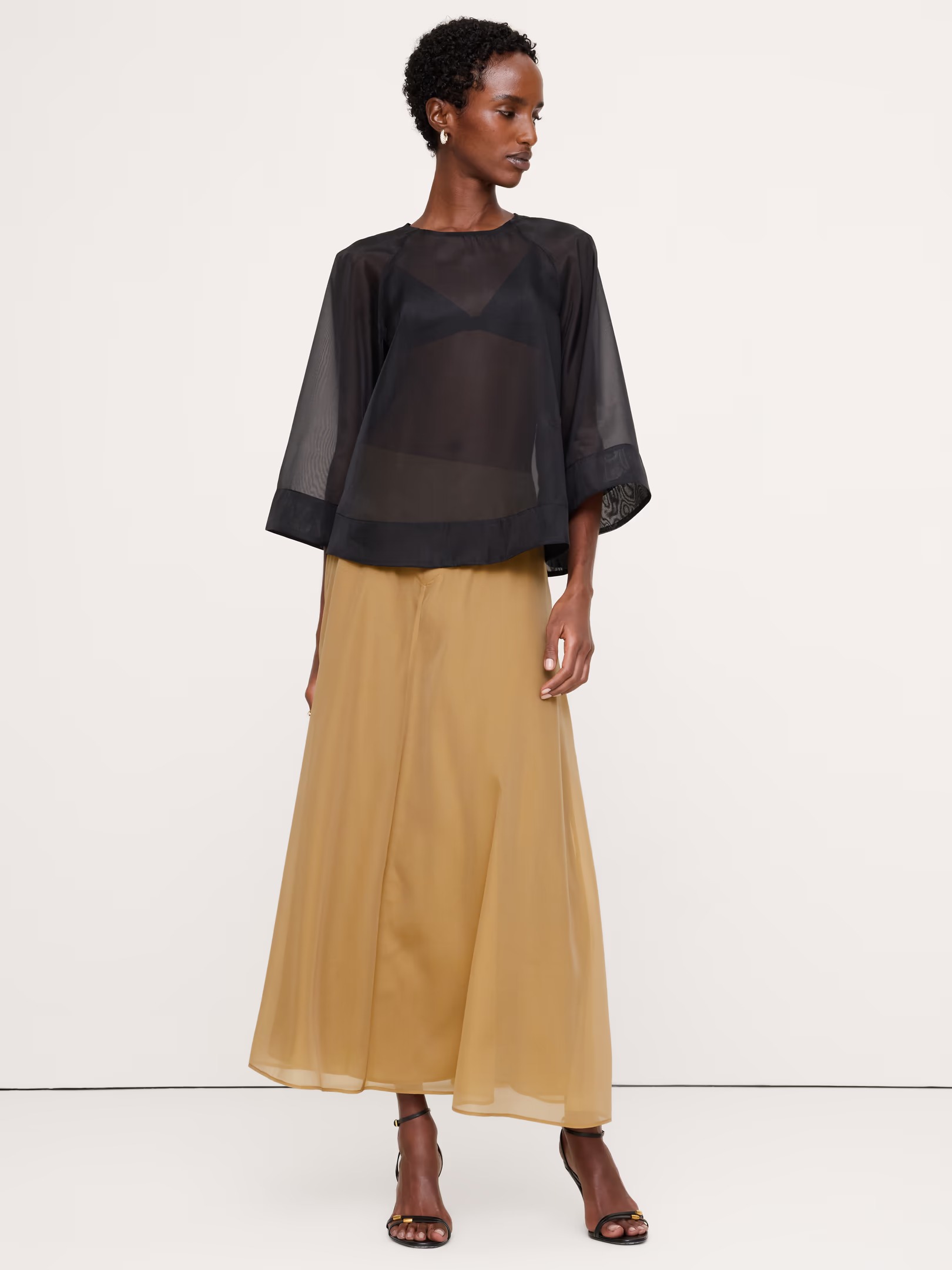 Banana Republic, Organza Basque-Waist Maxi Skirt