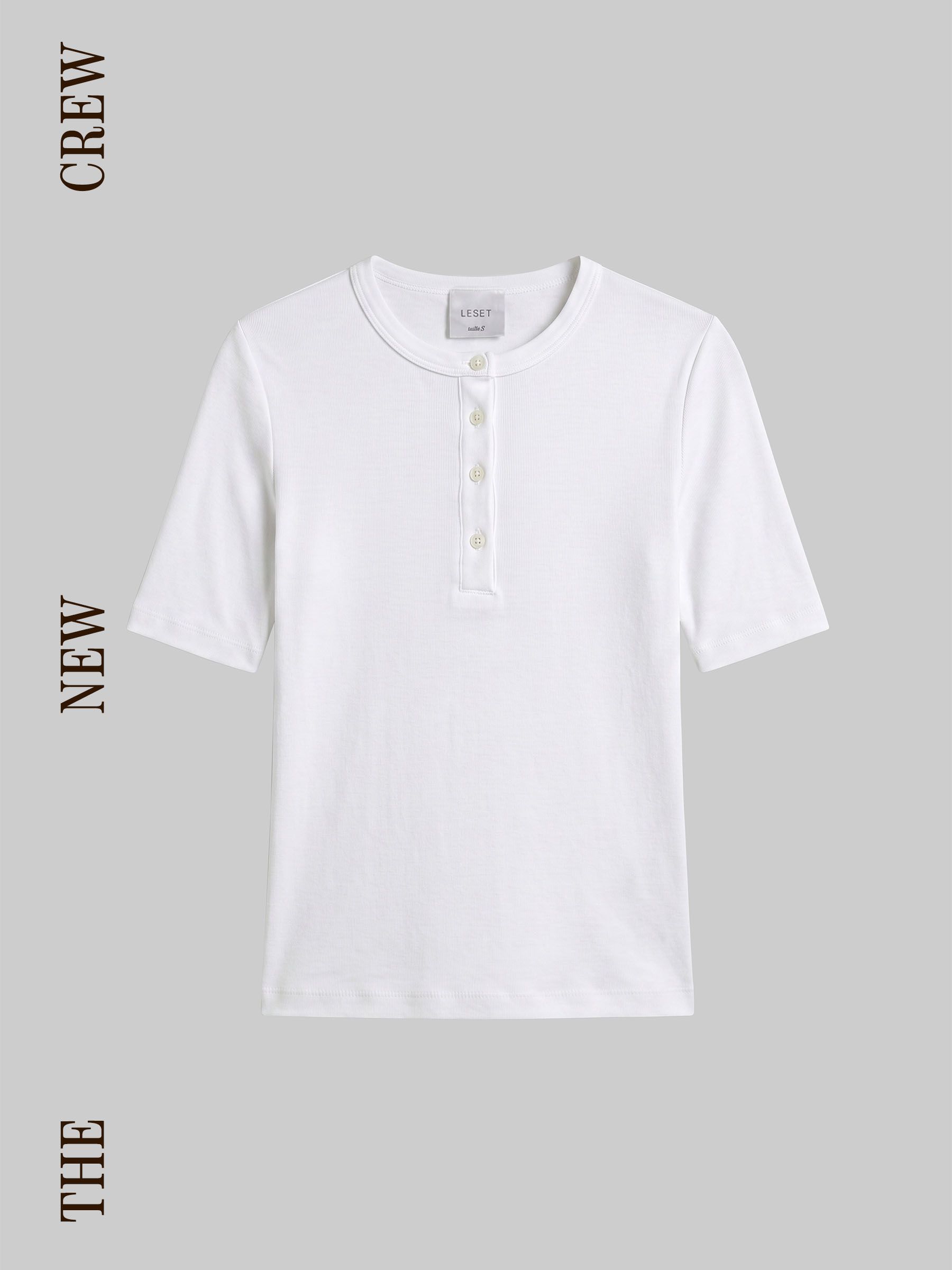 A white henley top from Leset