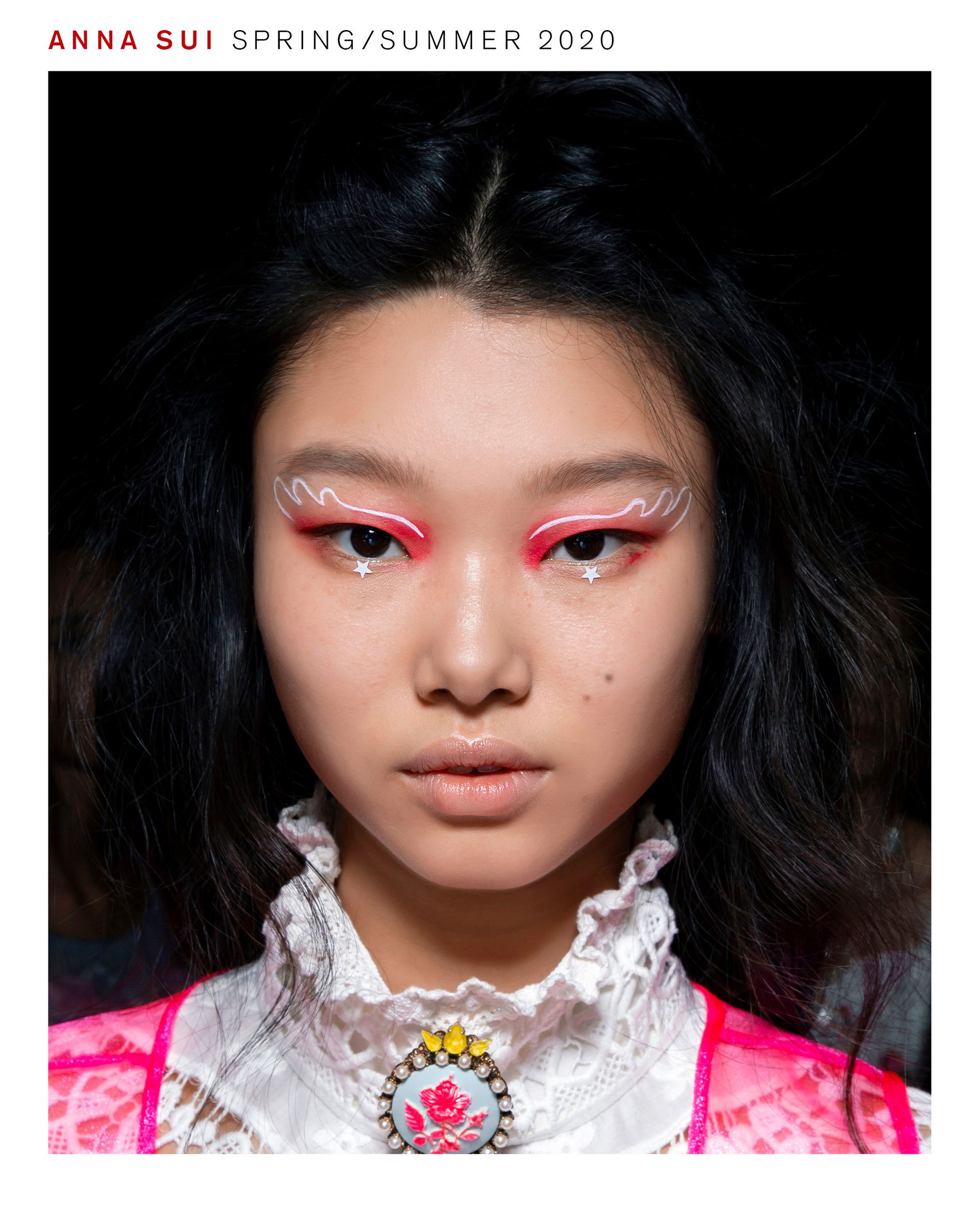Model wearing Pat McGrath makeup look for Anna Sui spring/summer 2020 show.