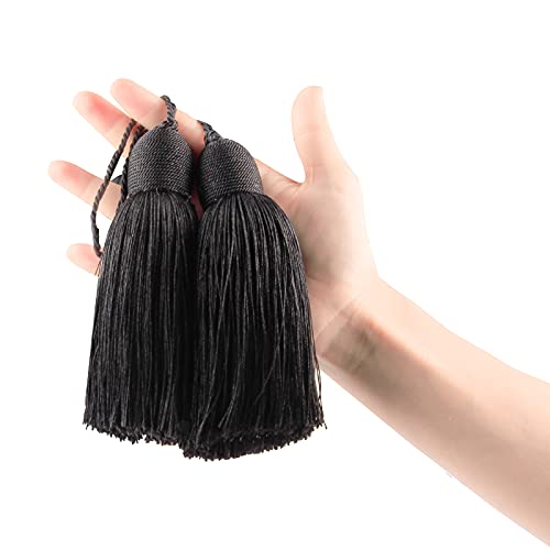 Fenghuangwu 2pcs Key Tassel With Loop Diy Handmade Craft Accessories,black