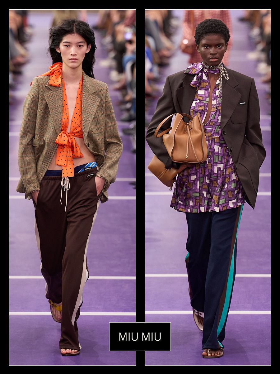Miu Miu S/S 27 models on the runway.
