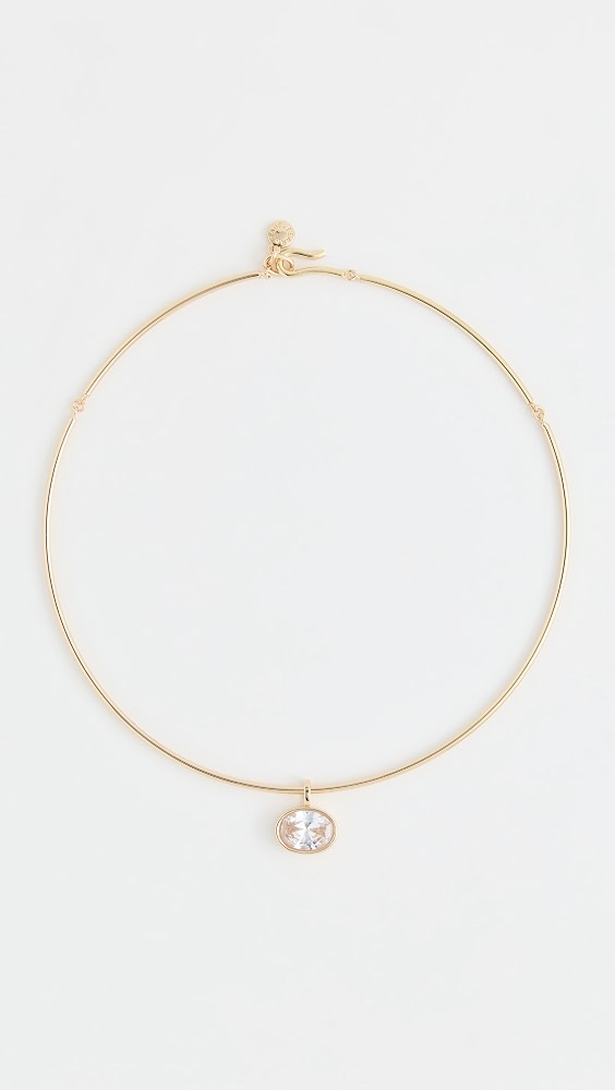 Jelane Gem Collar Necklace - Clear/ Gold
