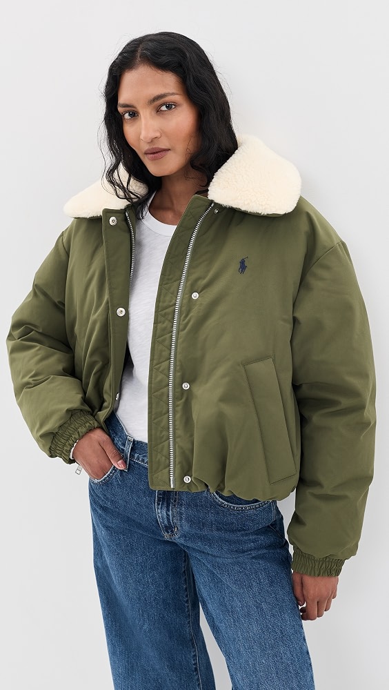 Matte Poly Blend Woven Jacket - New Olive