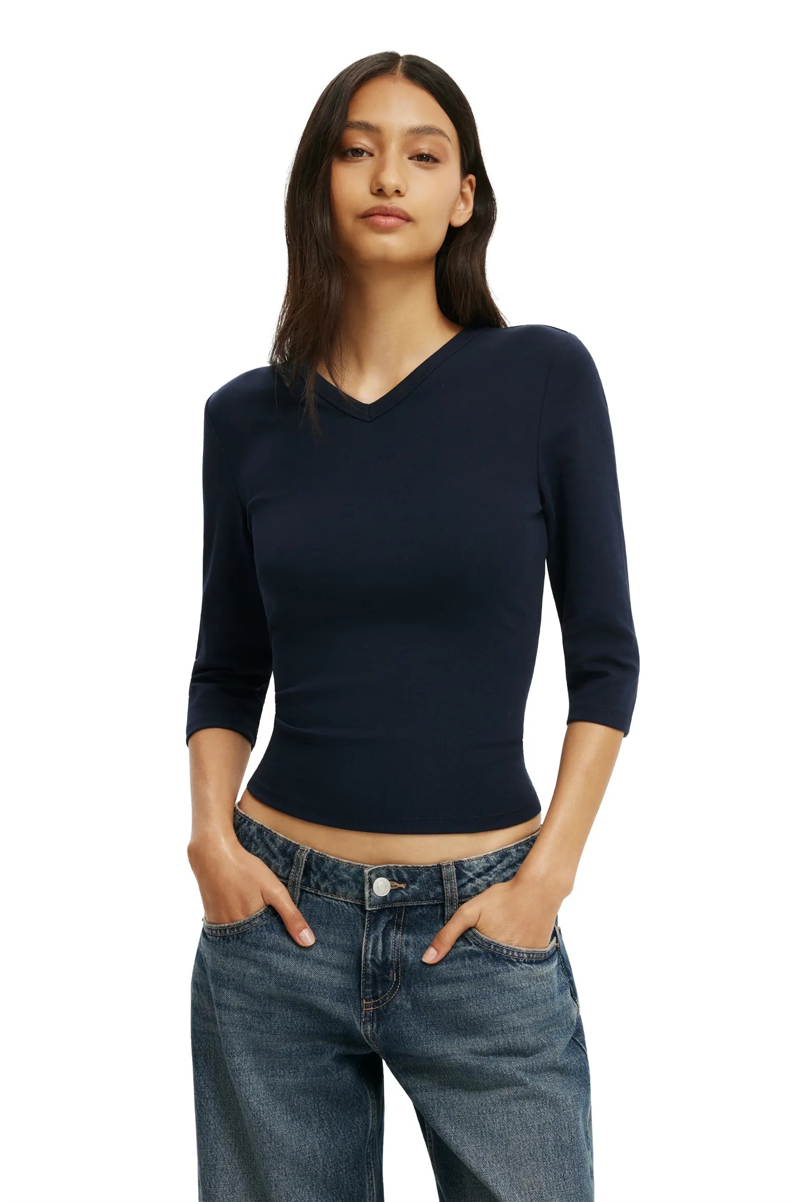 Cotton On, 90s V Neck &frac34; Sleeve