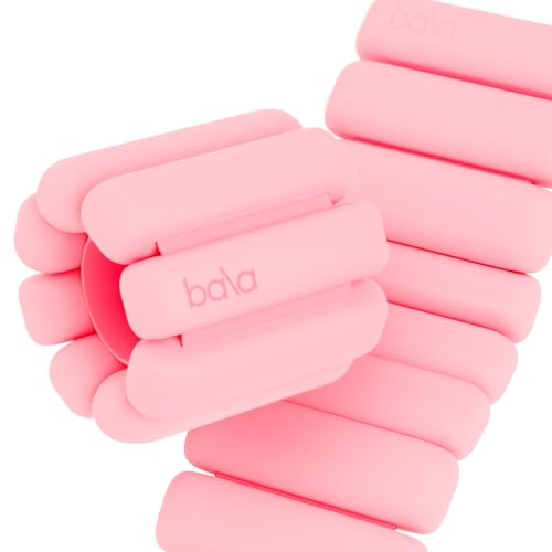 Bala Bangles Wrist & Ankle Weights for Women & Men 1 Lb, Home Gym Equipment | Adjustable Weighted Bands for Arm & Legs Workouts - Pilates, Yoga, Walking, Barre, & Strength Training Exercise - Blush