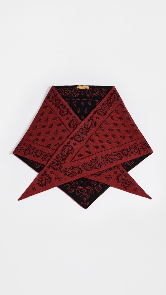 The Wild Rag Bandana Cashmere Scarf - Carmine/black