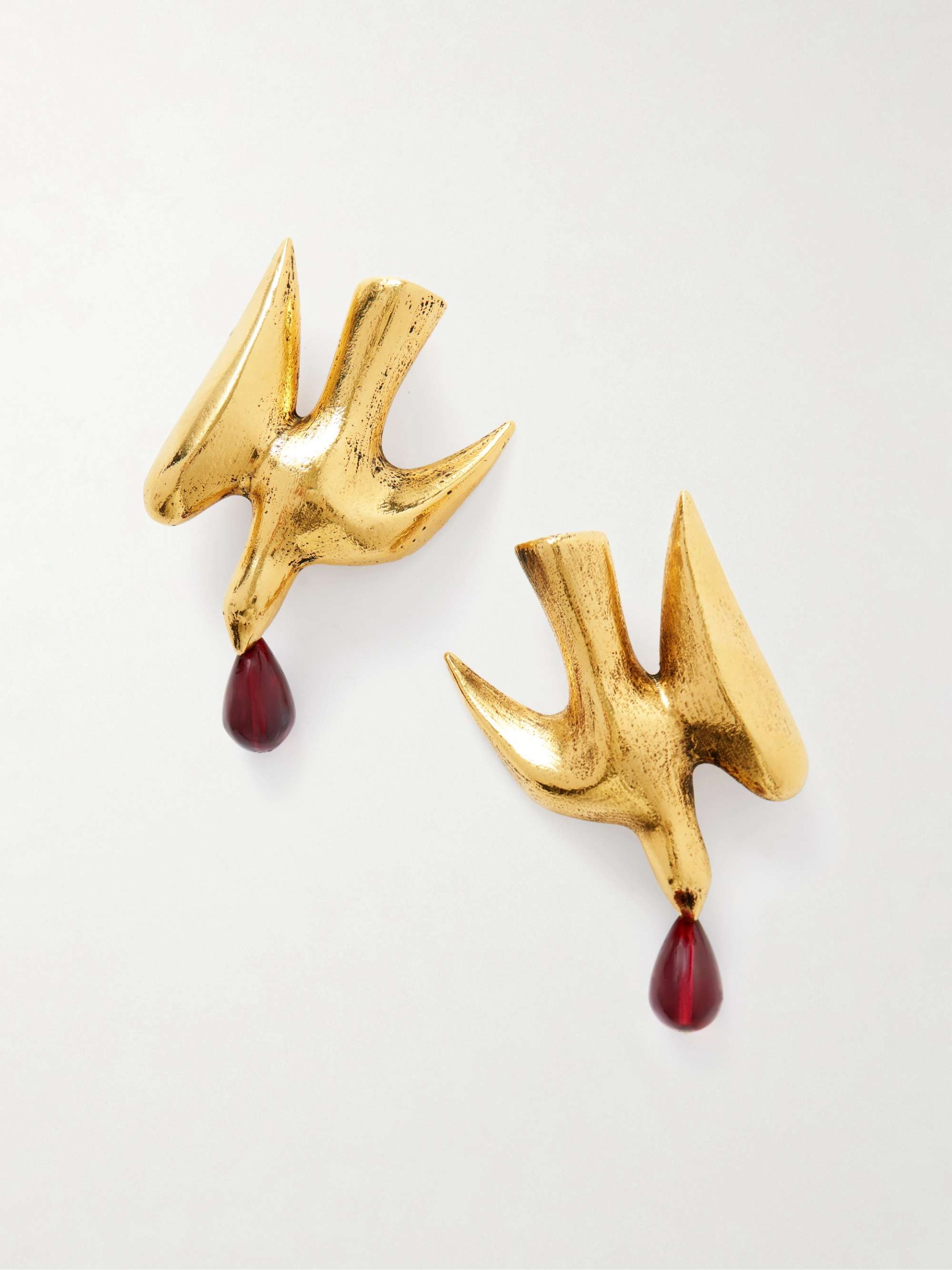 Dove Gold-Tone Metal and Resin Earrings