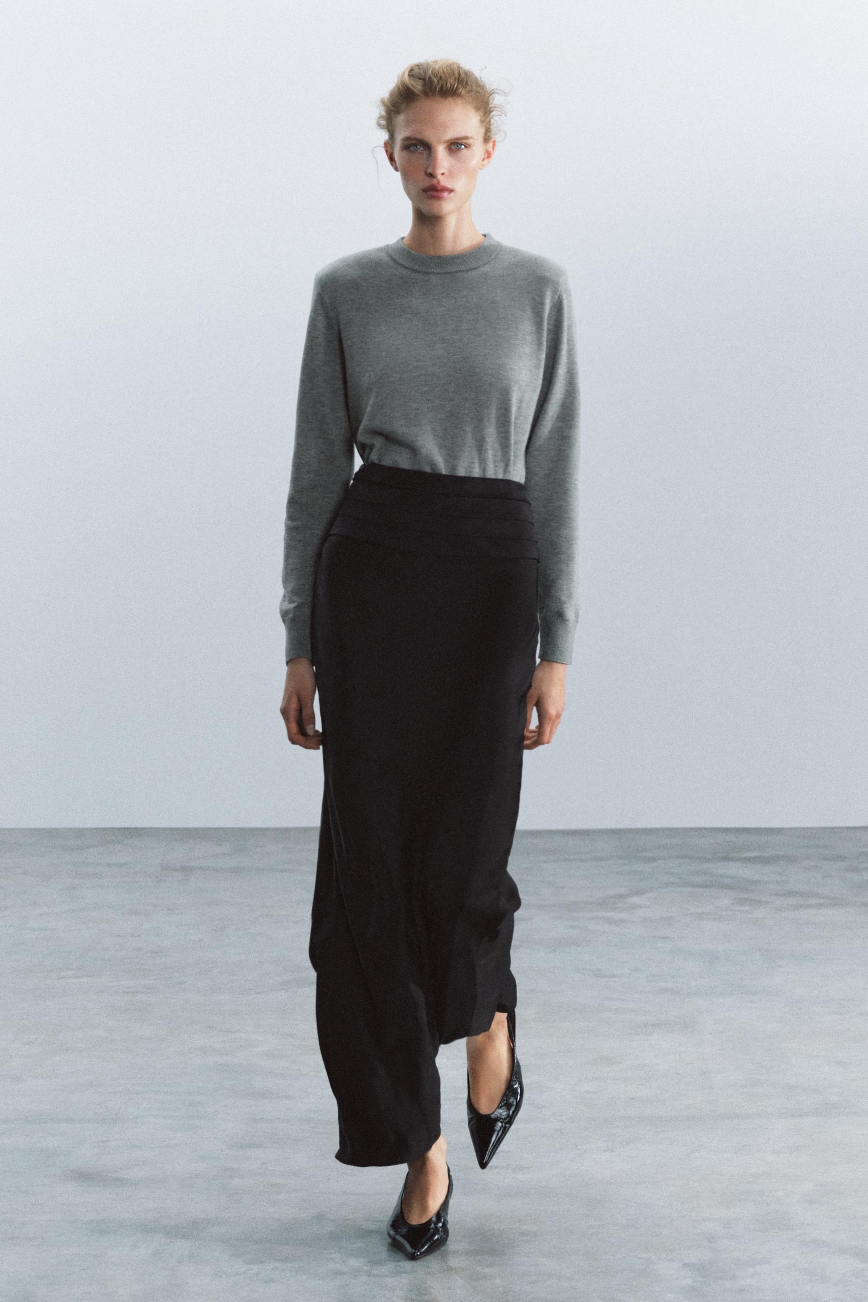 Zw Collection Satin Pencil Skirt - Black - Xs