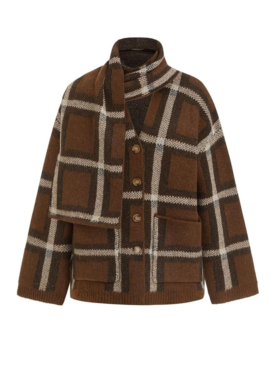 CIDER, Oversized Plaid Cardigan Sweaters