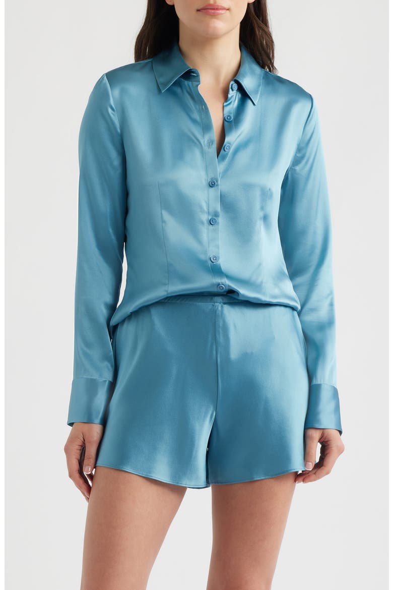 Raya Silk Button-Up Shirt
