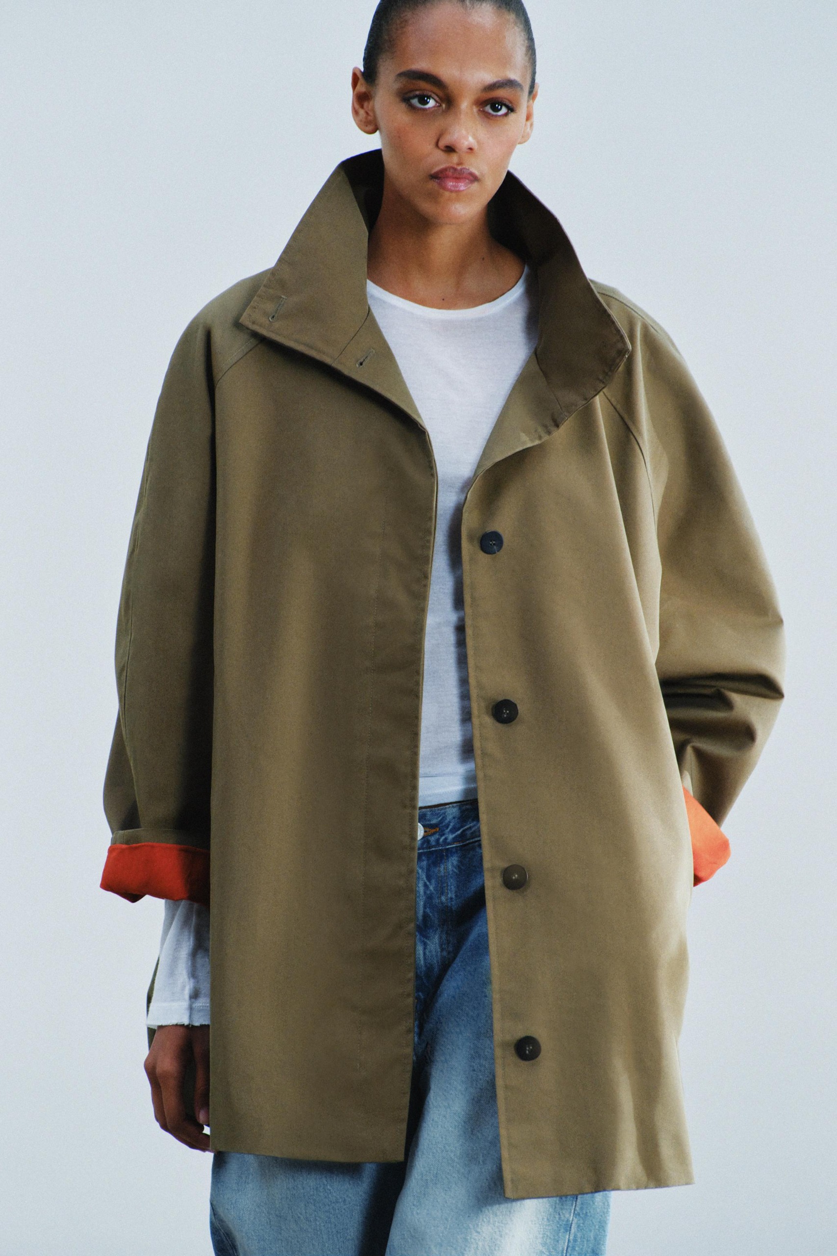 Zw Collection Water-Repellent Balloon Jacket - Khaki - Xs