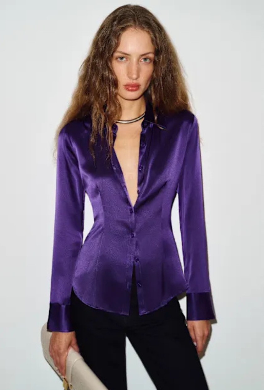 Reformation, Raya Fitted Silk Shirt