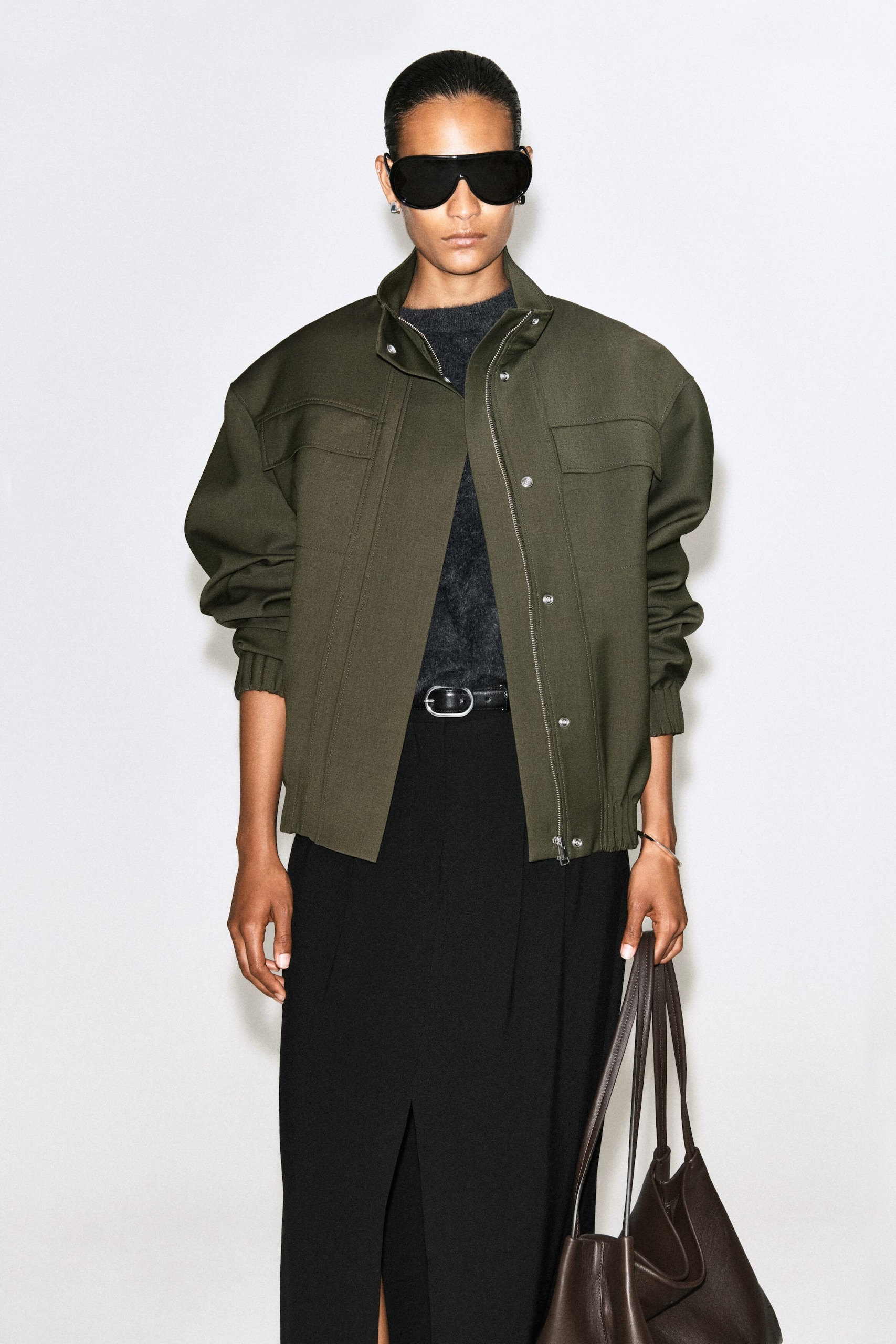 COS, Funnel-Neck Wool-Blend Bomber Jacket