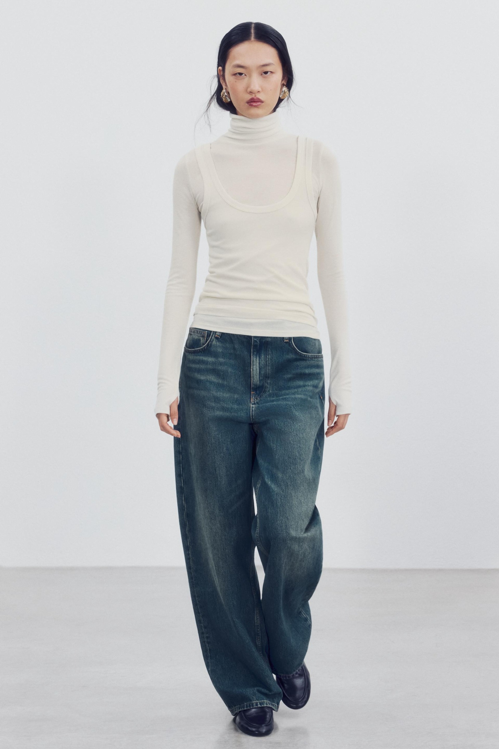 Double-Layer Effect T-Shirt - Ecru - S
