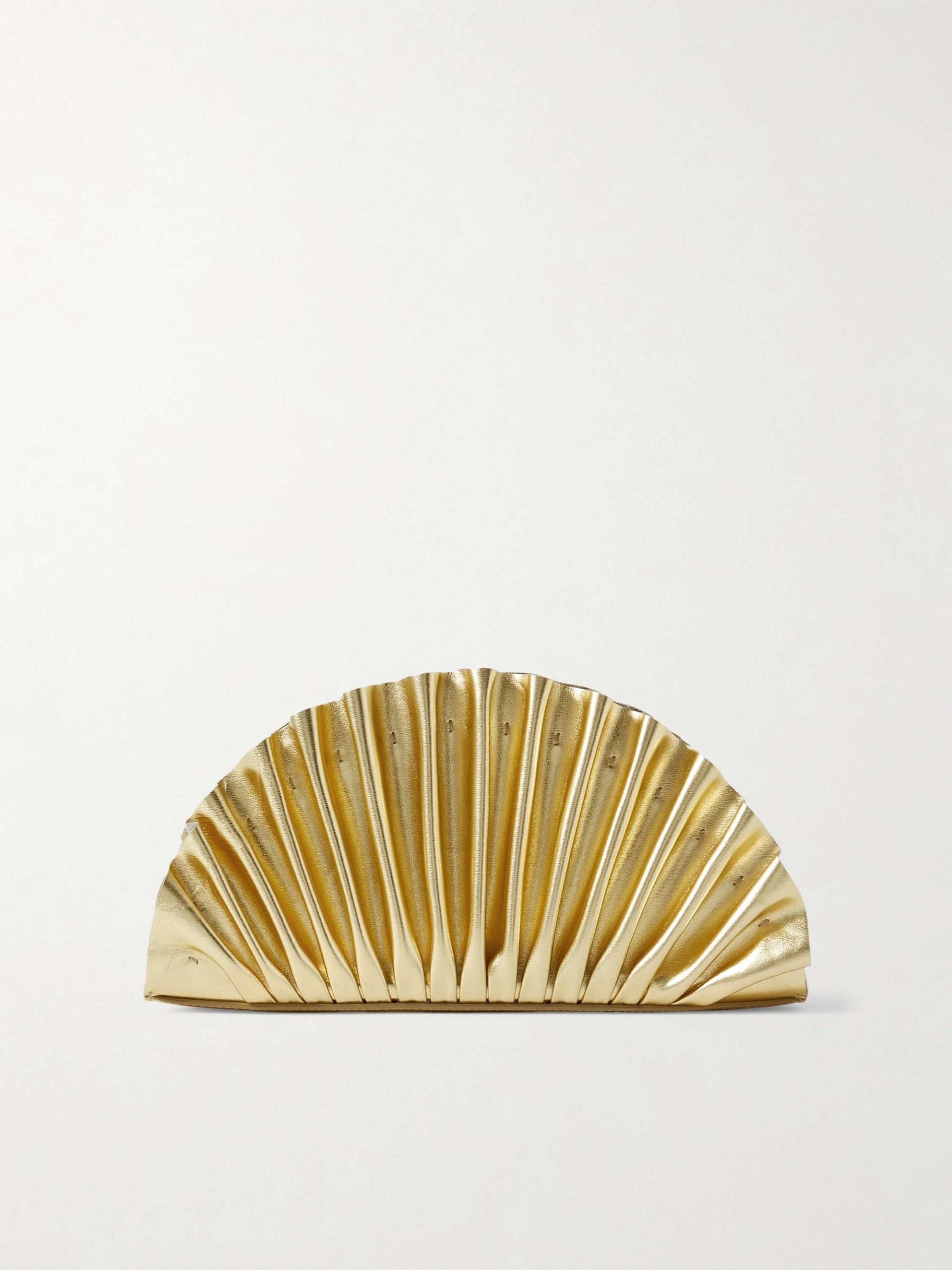 Nala Ruched Metallic Leather Clutch