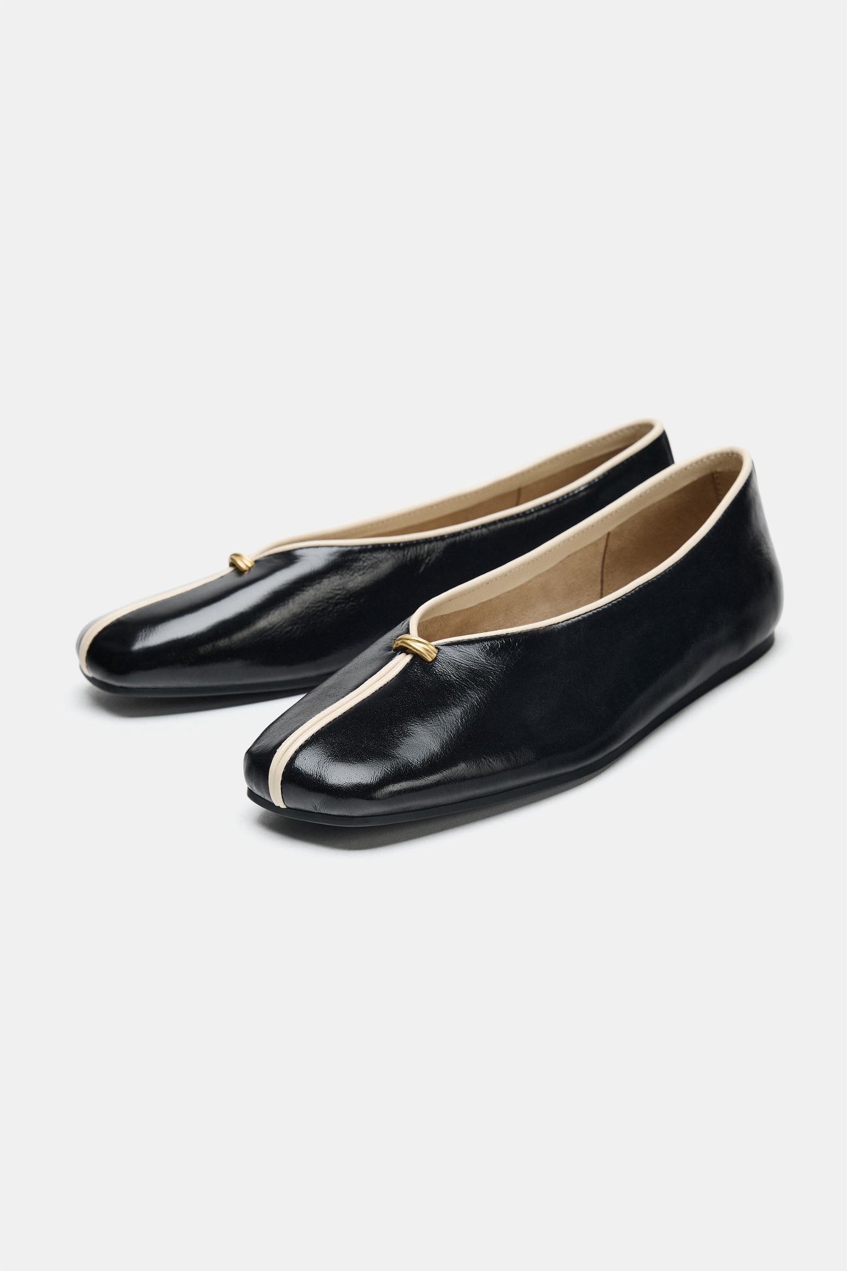 Leather Ballerinas With Metallic Detail - Multi-Color - 5