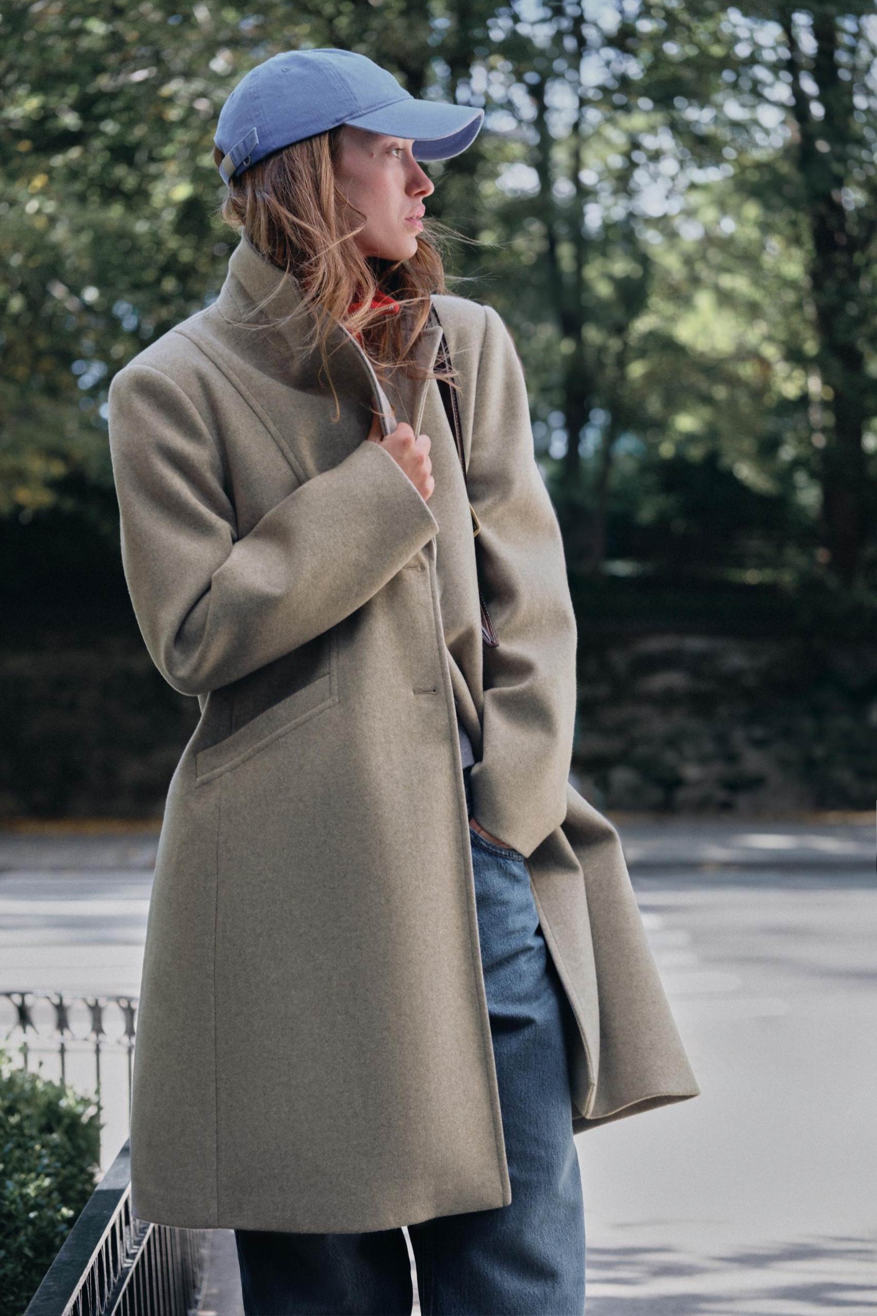 Soft Shoulder Pad Coat - Beige - Xs
