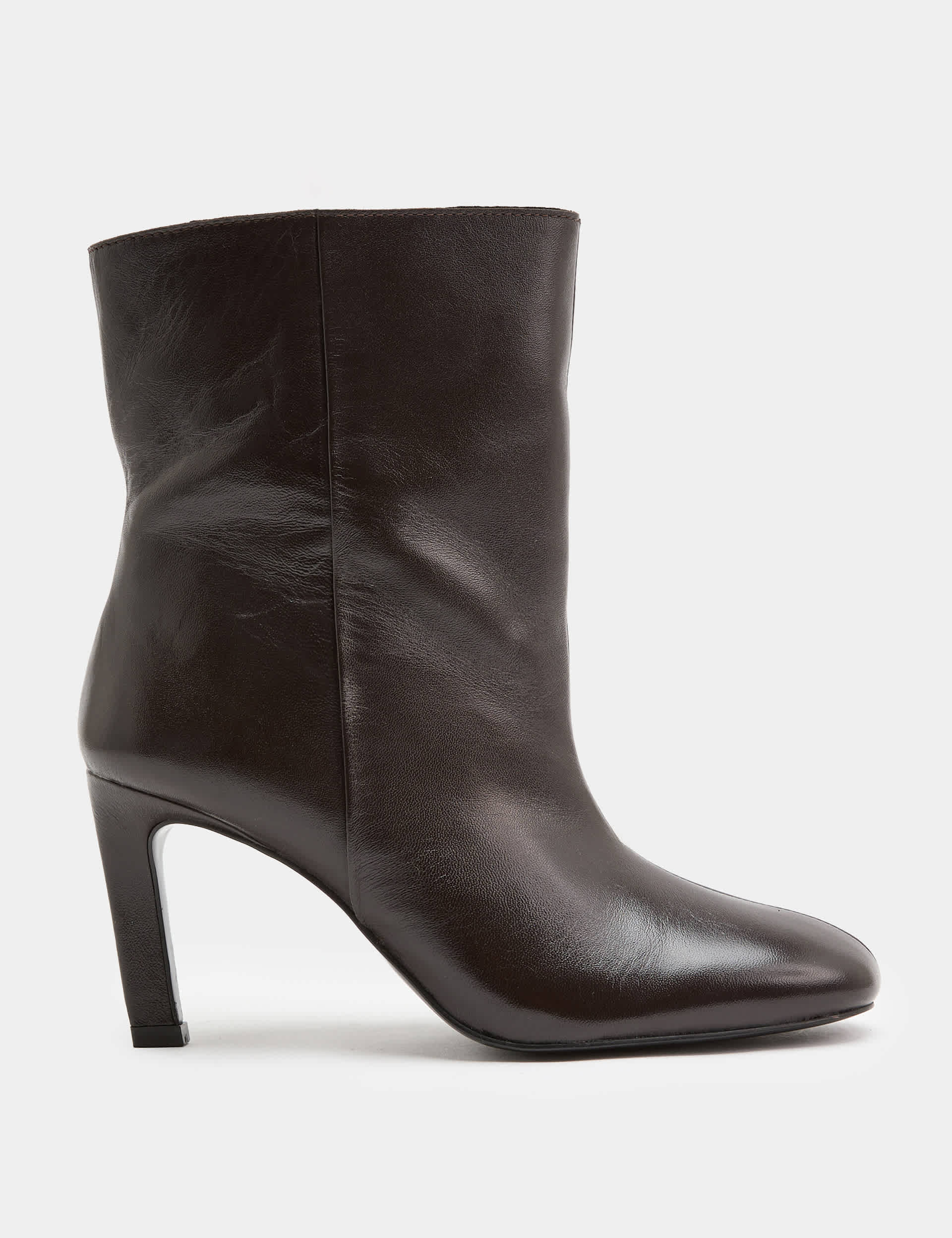 Leather Pull on Stiletto Heel Ankle Boots