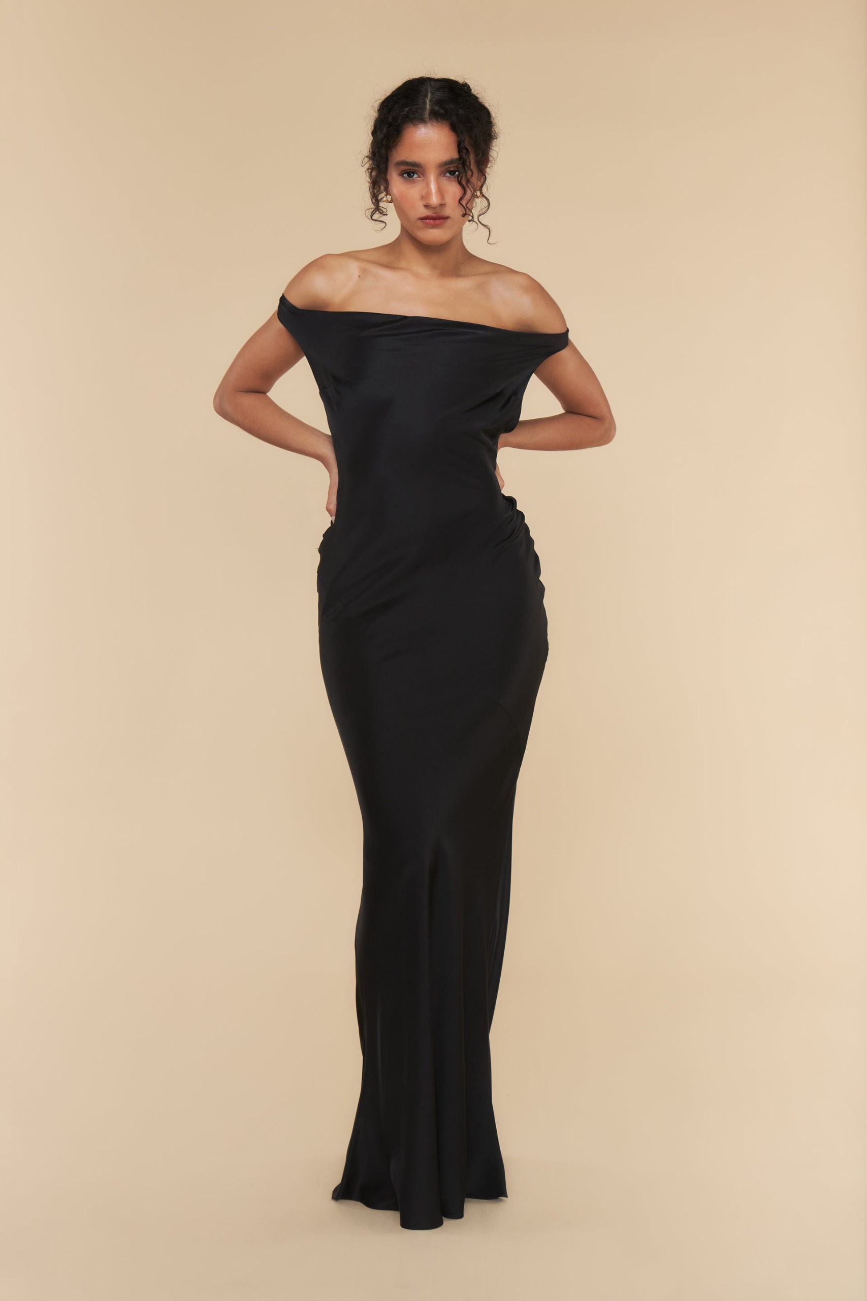 Plunging Back Cowl Dress in Noir - Xxs (petite) (made-To-Order)