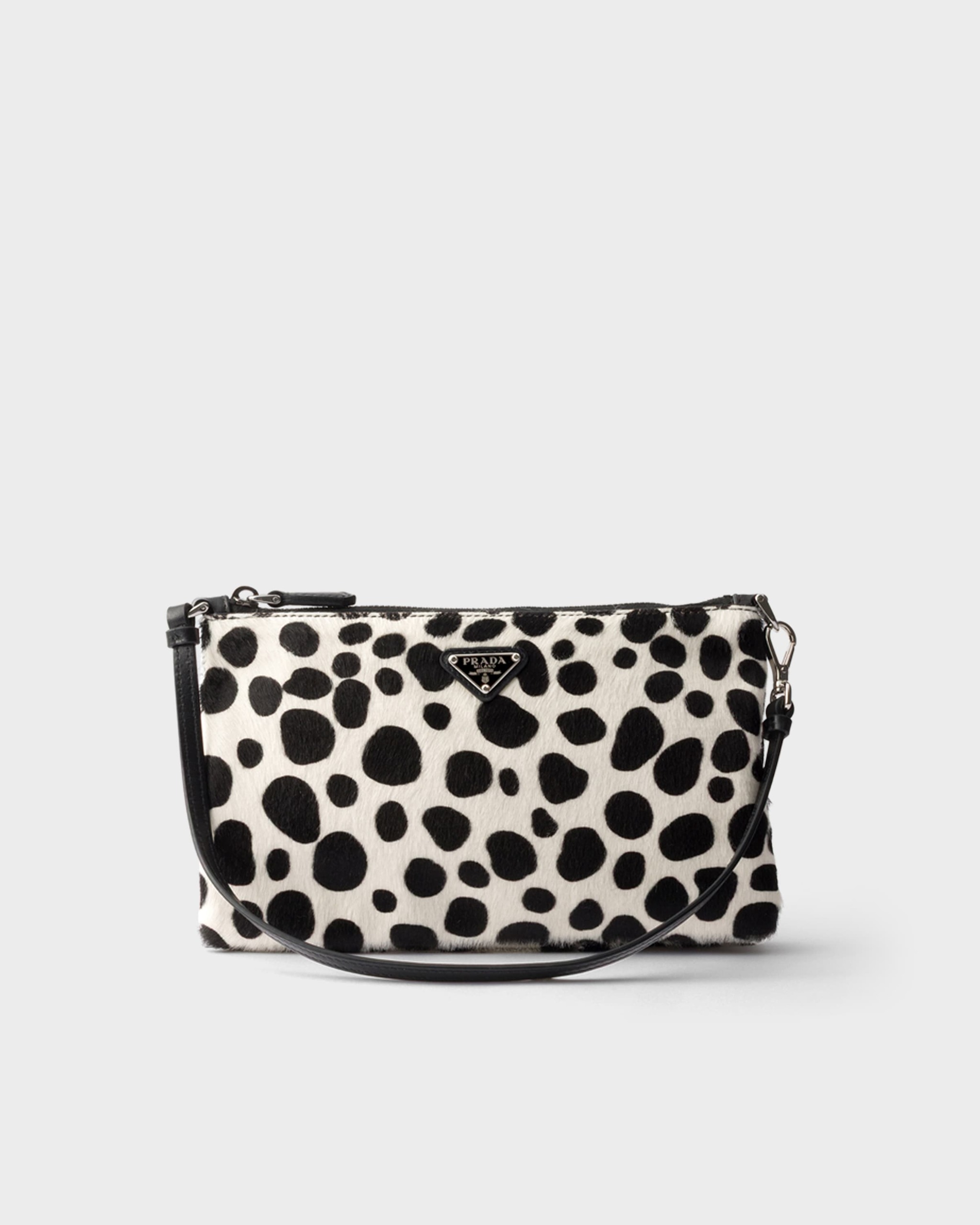 Printed Calf Hair Smartphone Pouch - White/black