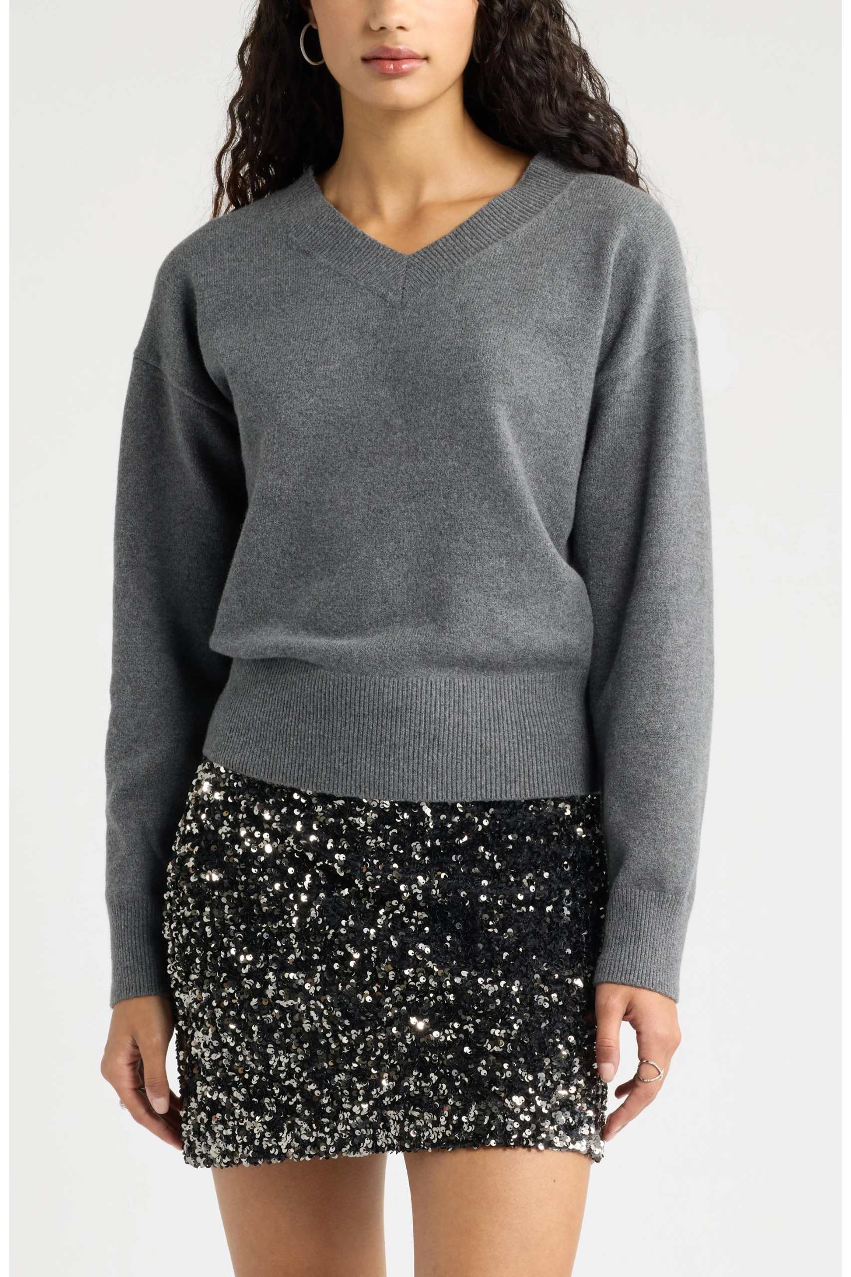 Open Edit, V-Neck Sweater