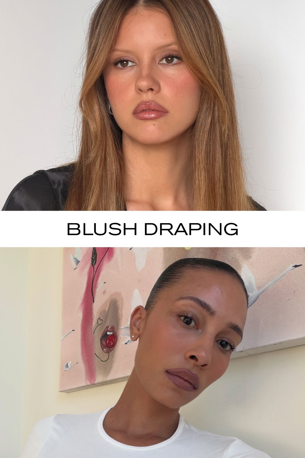 A picture of Mia Goth and creator @tylynn wearing blusher with the text