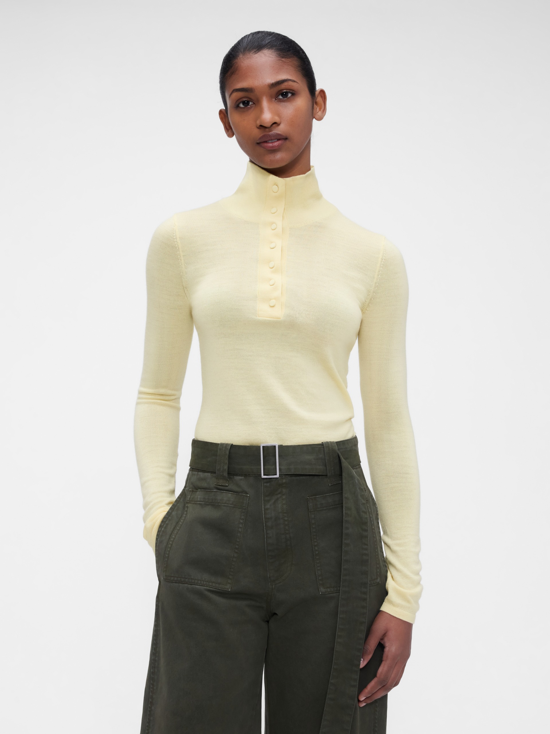BUTTON TURTLENECK SWEATER