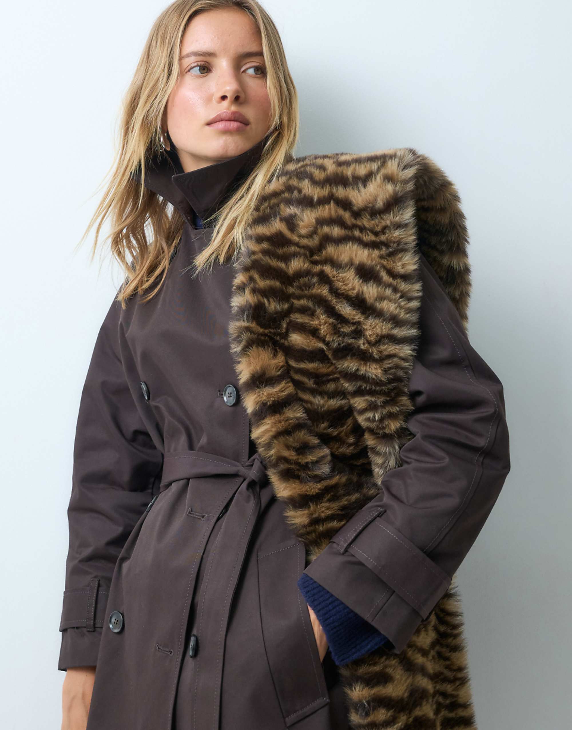 Asos Design Mix Faux Fur Scarf in Tiger Print