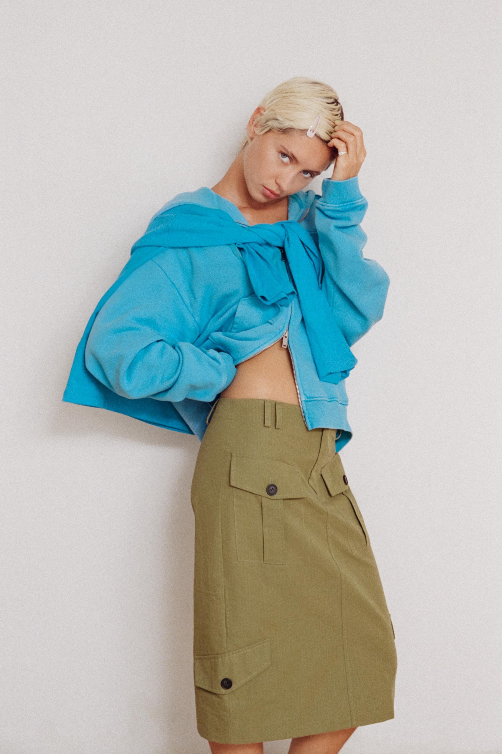 Midi Skirt With Pockets - Khaki - Xs