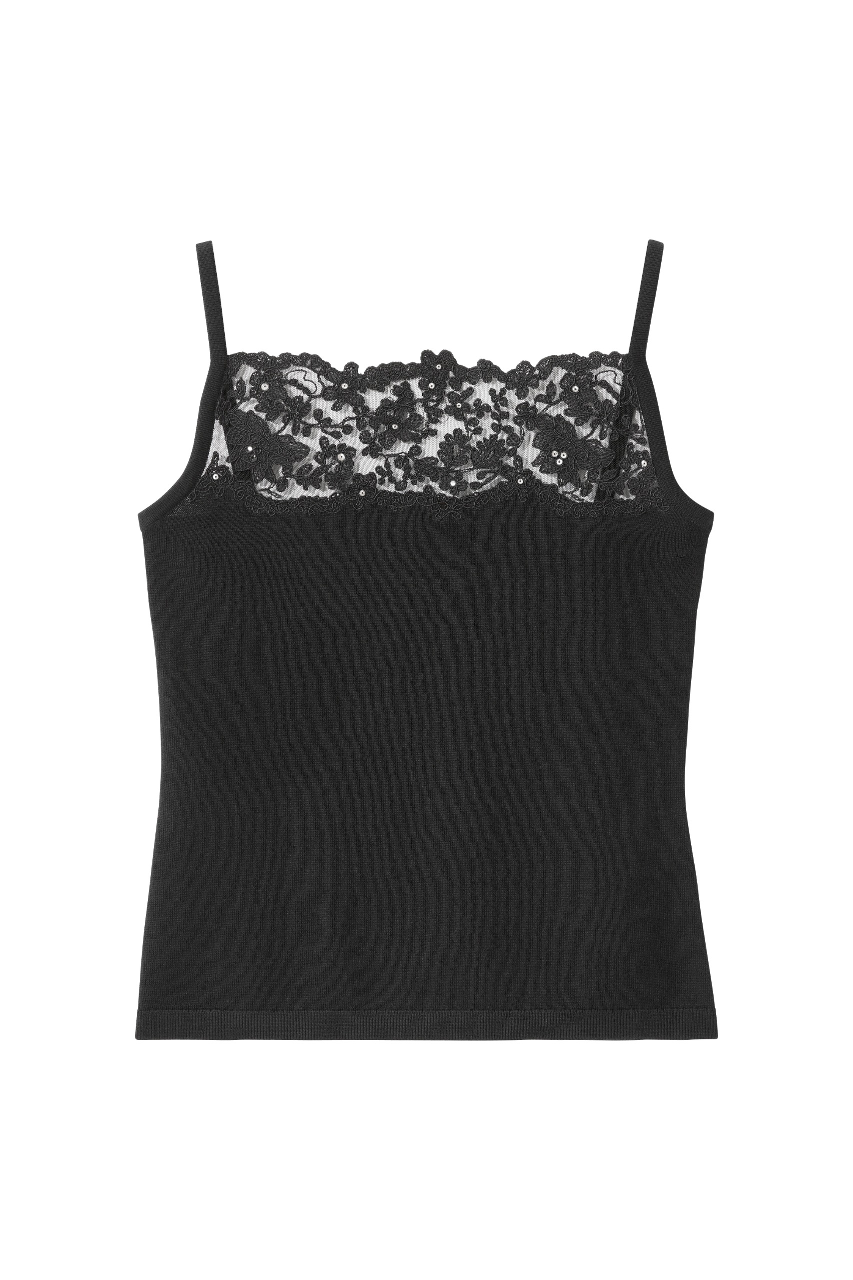black lace camisole.