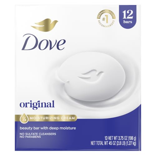 Dove Beauty Bar Soap Original 8 Count for Soft, Smooth Skin, With 1/4 Moisturizing Cream 3.75 Oz
