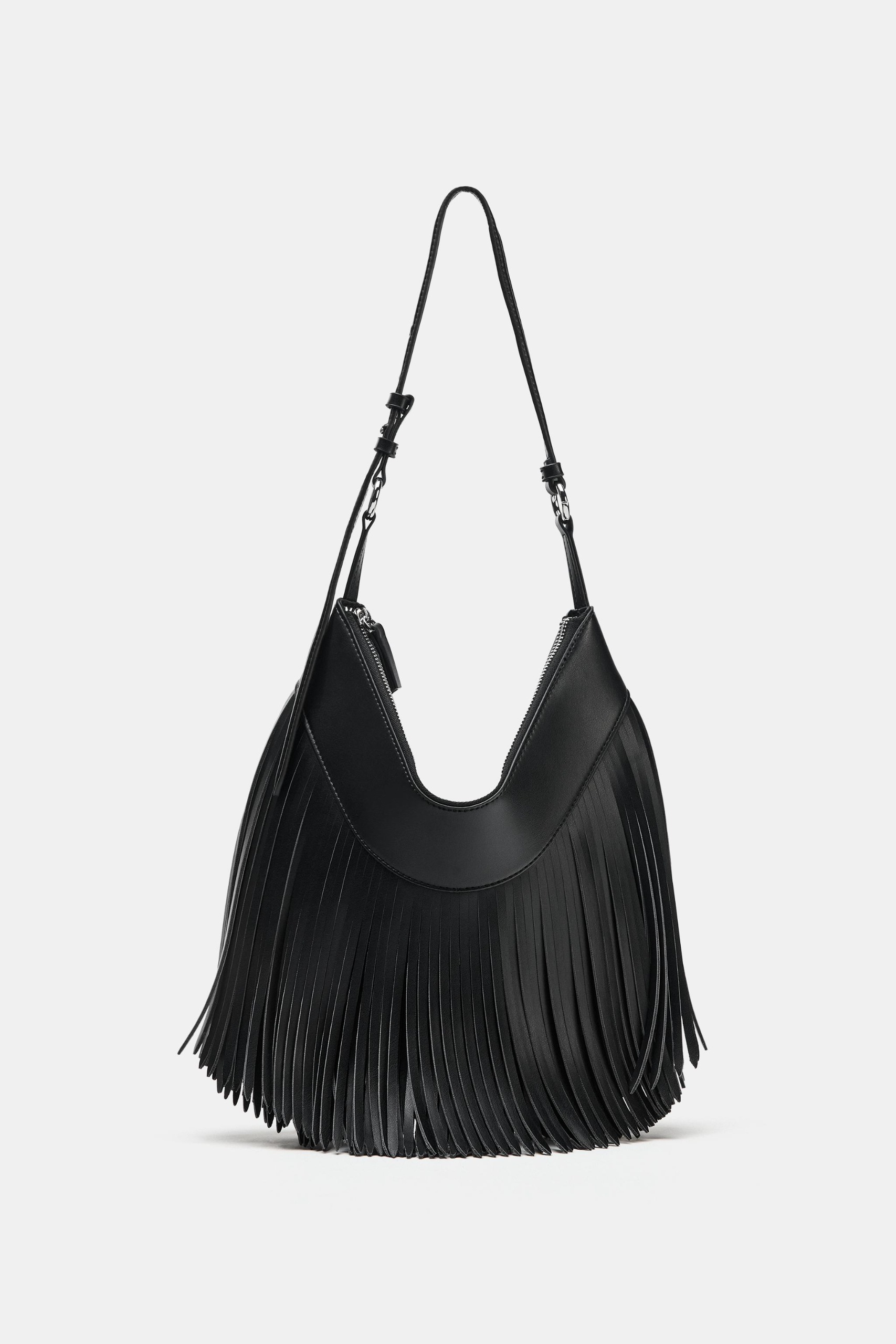 Fringed Shoulder Bag - Black - One Size Only