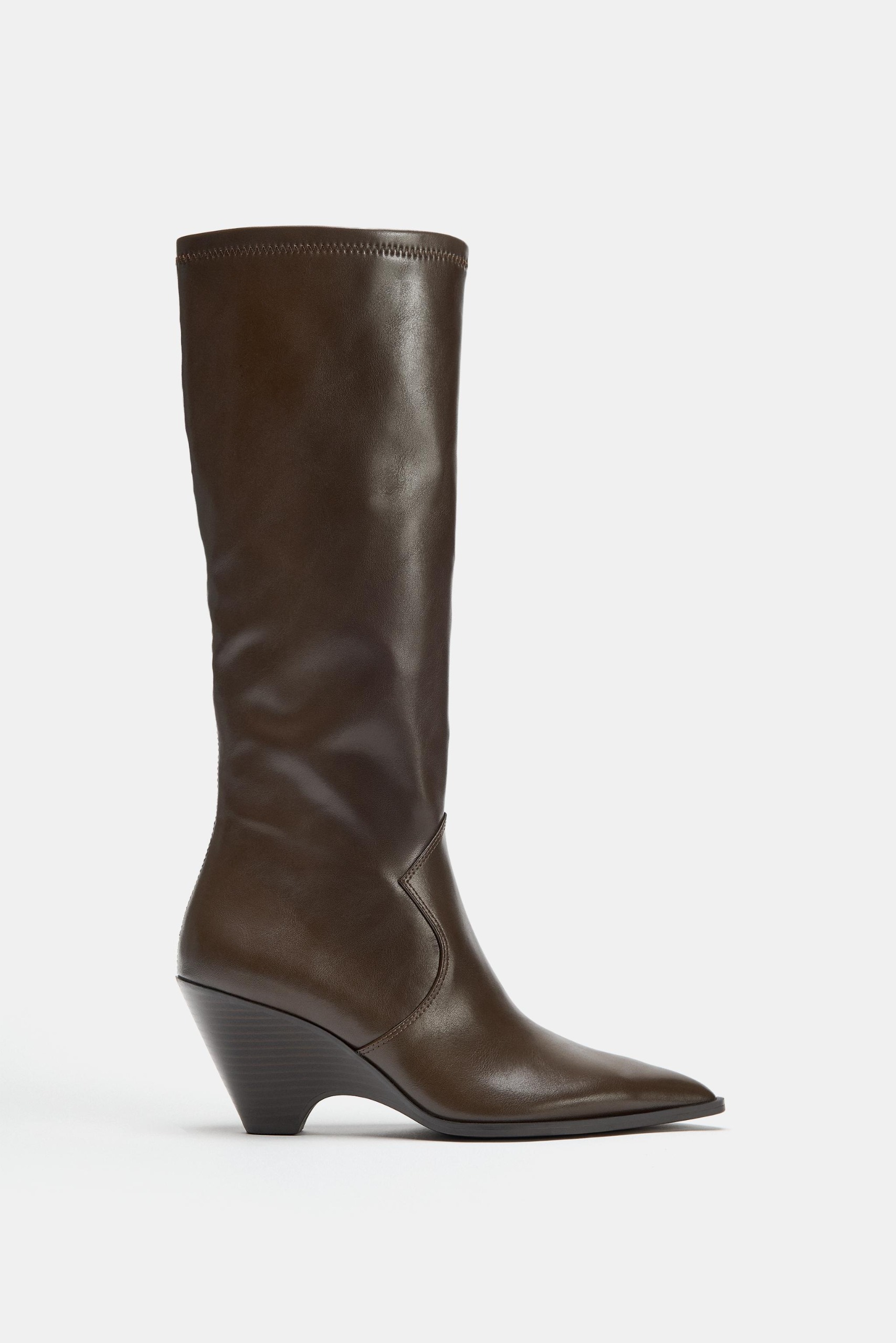Cowboy Heeled Boots - Brown - 5