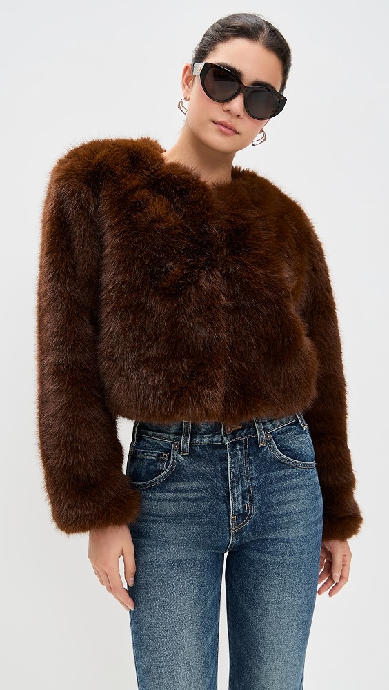 Gala Affair Faux Fur Jacket - Brown