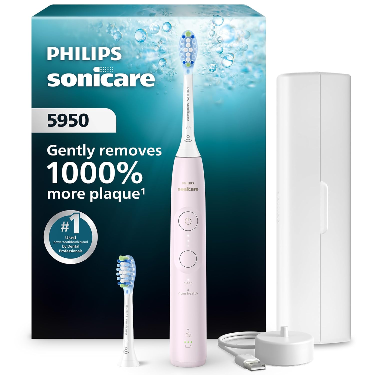 Philips Sonicare, Philips Sonicare 5950 Rechargeable Electric Toothbrush, 2 Brush Heads, Pink