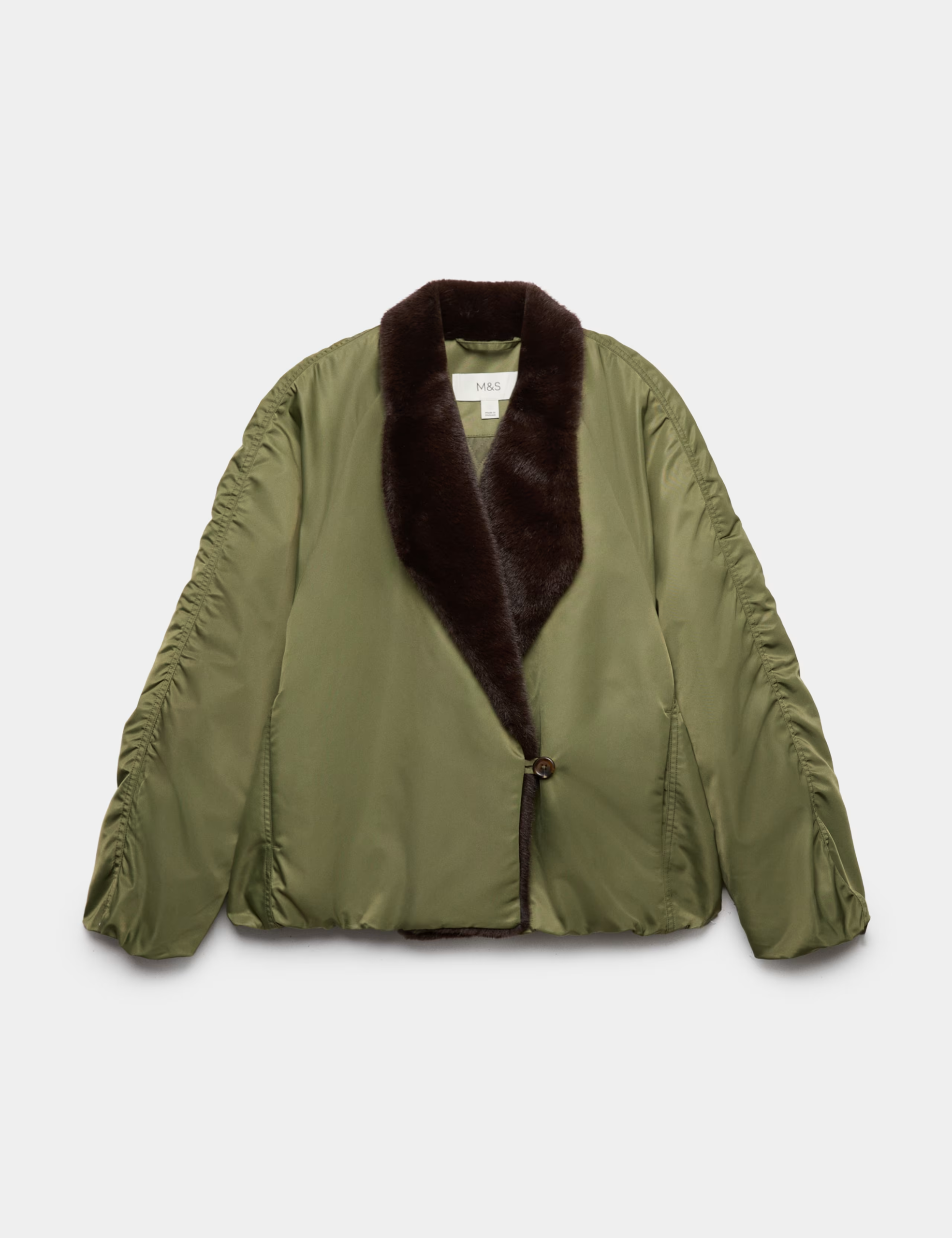 M&S, Satin Padded Faux Fur Bomber Jacket