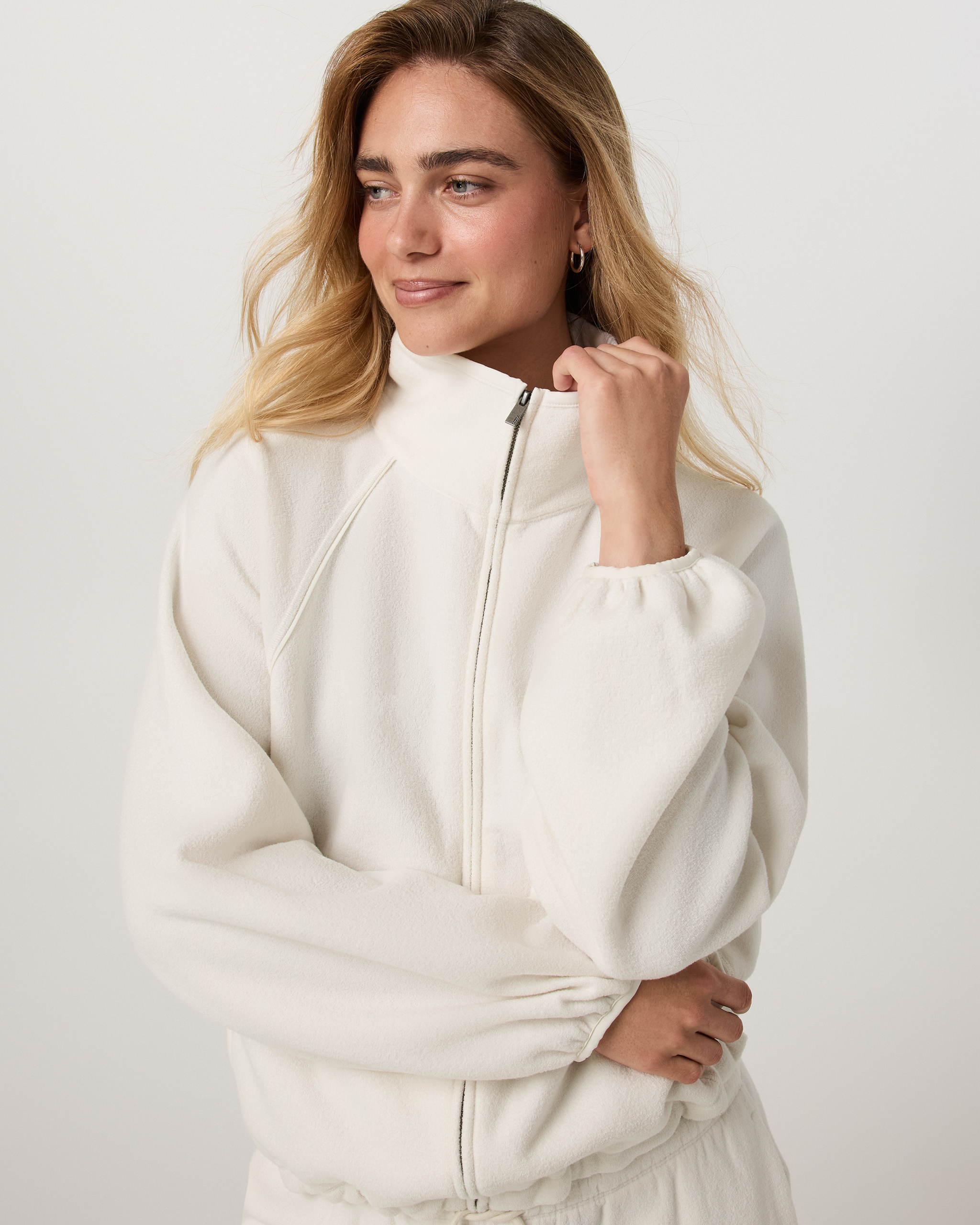 Women's Beach Fleece Full Zip - Ivory - Xxs