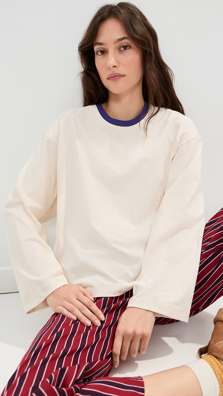 State & Lake, Bobbi Ringer Tee - Cobalt/olive