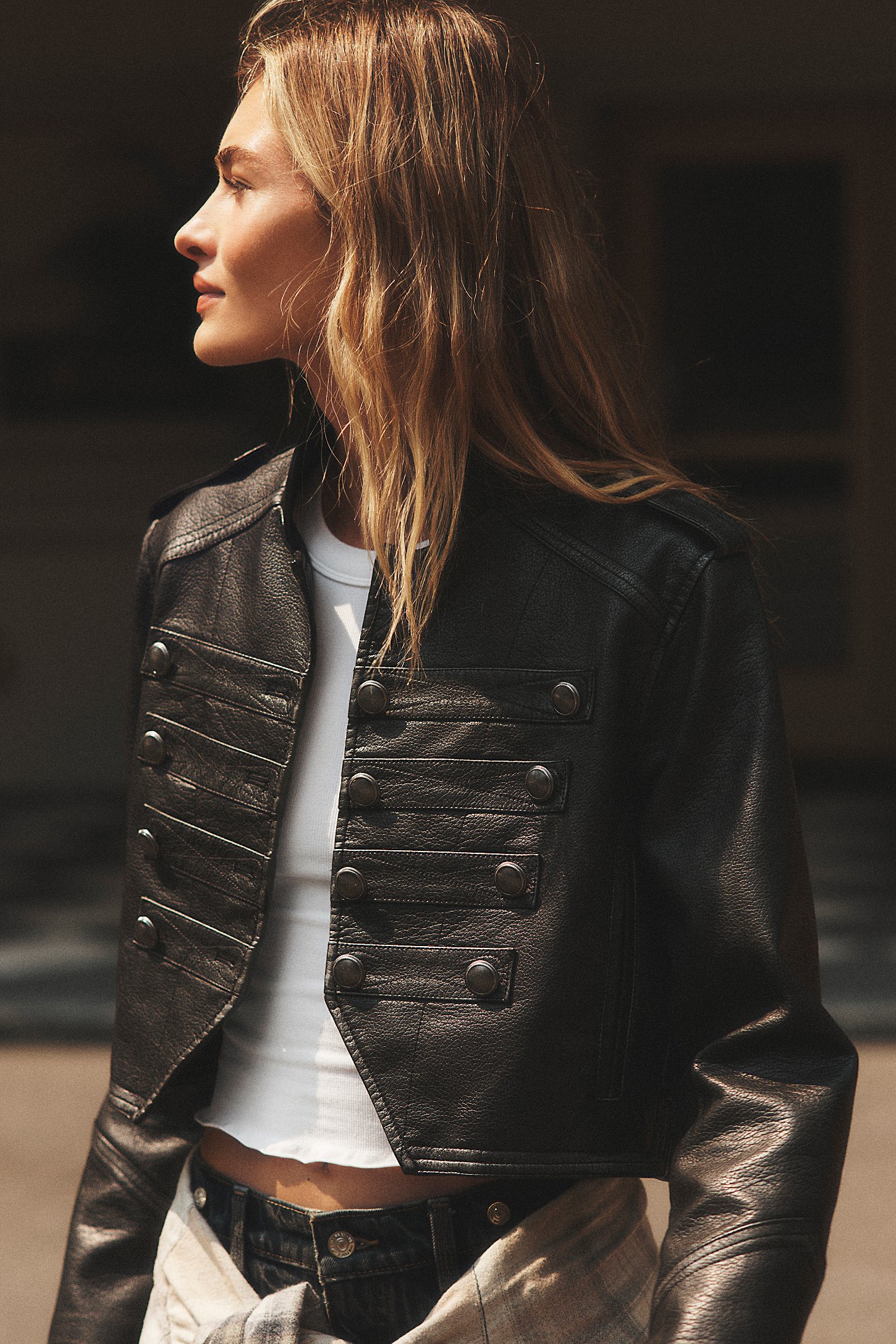 Free People, We the Free Ryland Vegan Leather Band Jacket