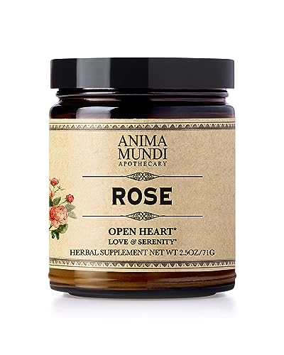 Anima Mundi Apothecary Love + Serenity Rose Petal Powder - With Edible Dried Rose Petals & Buds - for Heart Chakra - Fluffy, Aromatic Blend for Teas, Lattes, Desserts, and More (2.5oz / 71g)