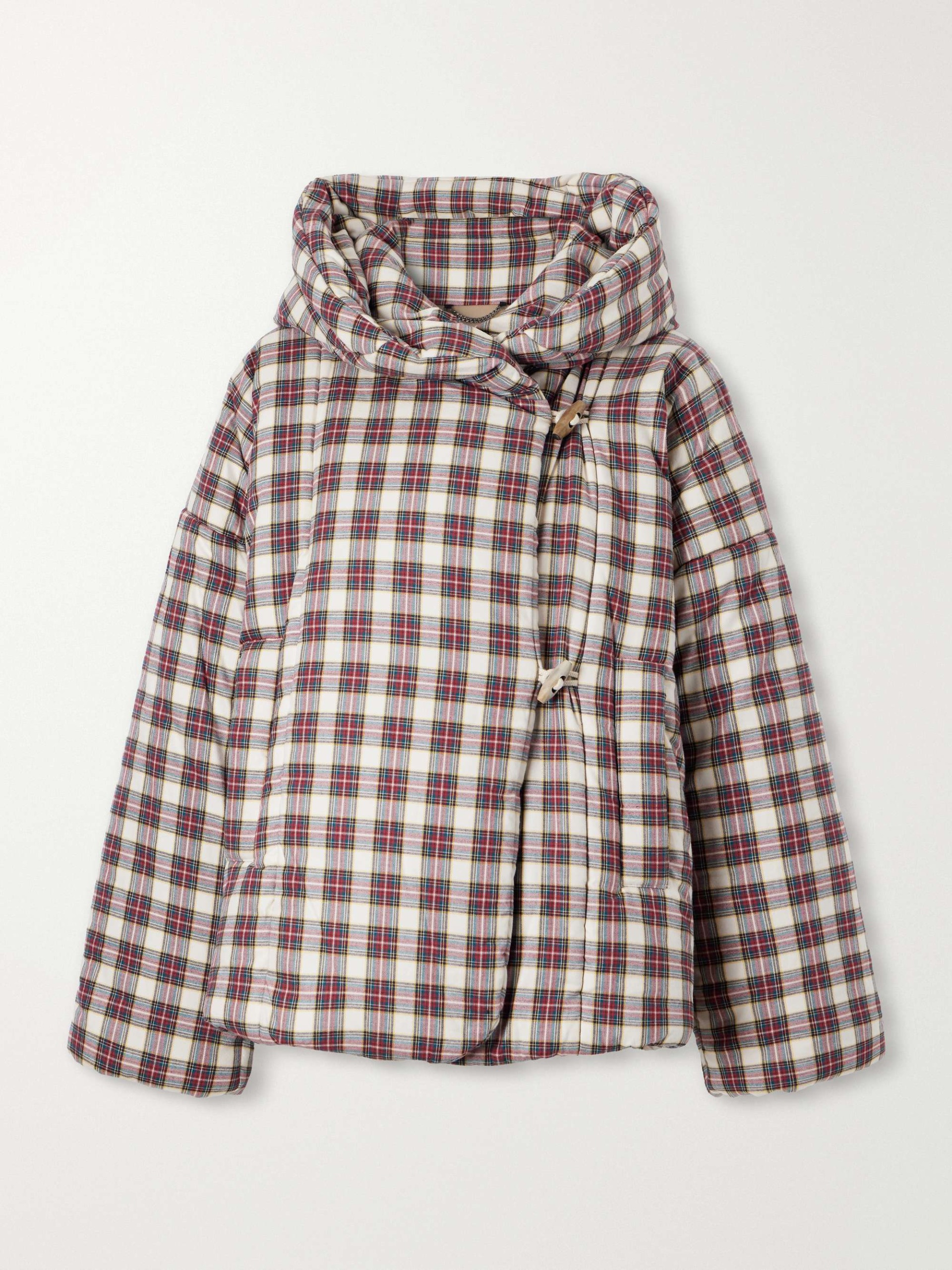 Hooded Checked Padded Cotton-Flannel Jacket
