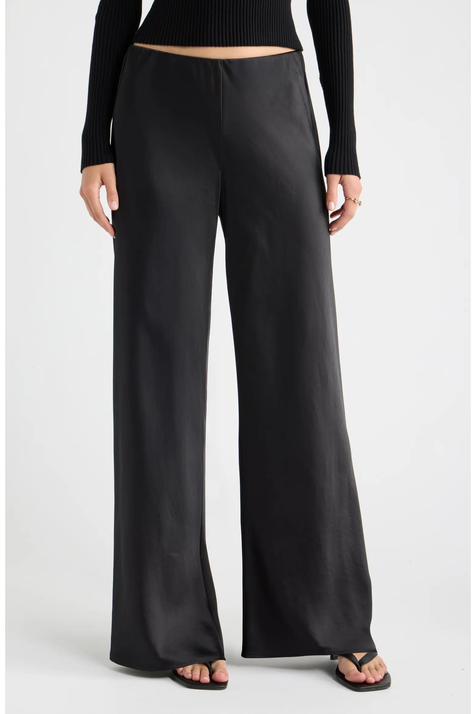 Open Edit, Satin Bias Low Rise Pants