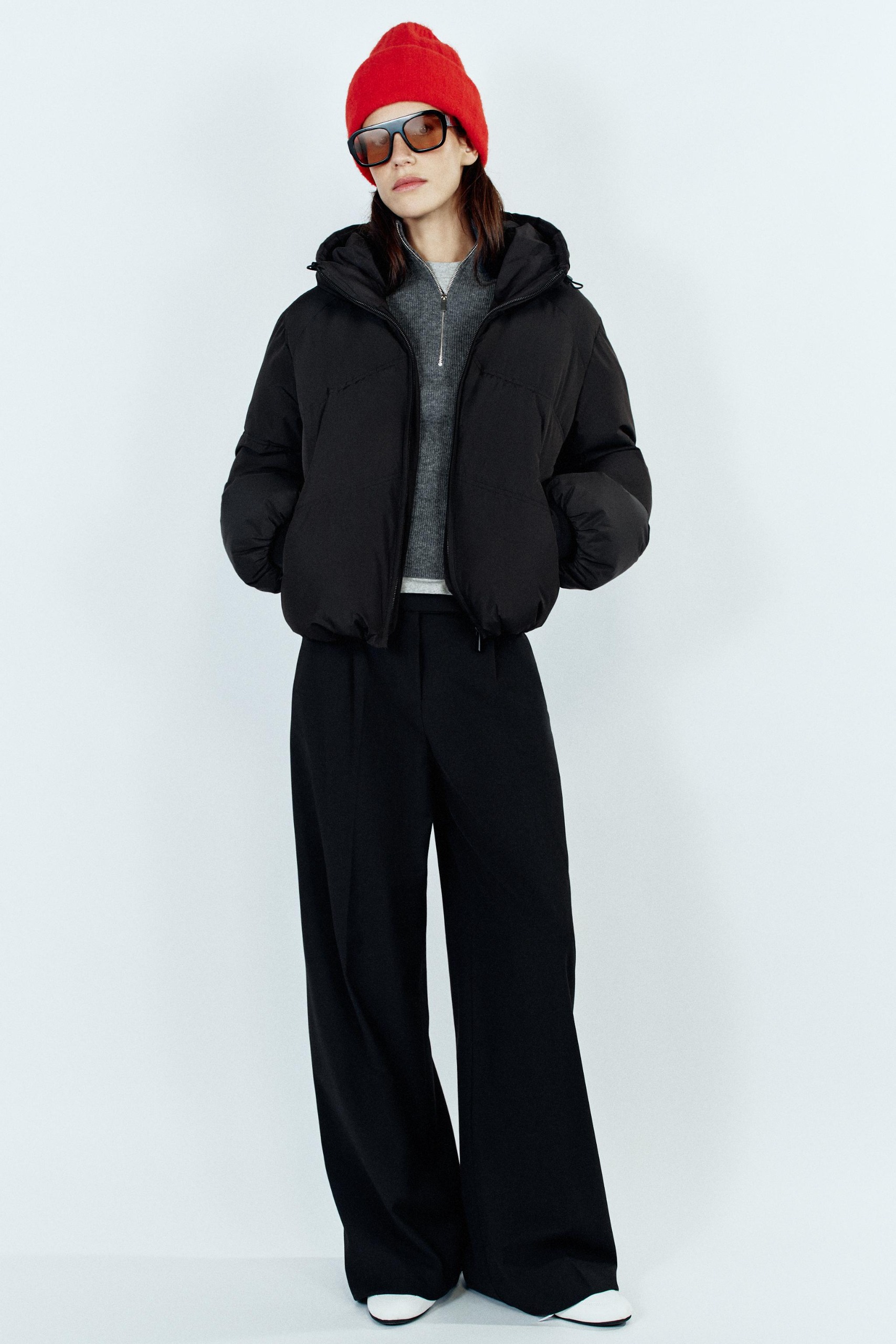Water-Repellent Windproof Padded Hoodie Anorak - Black - Xs