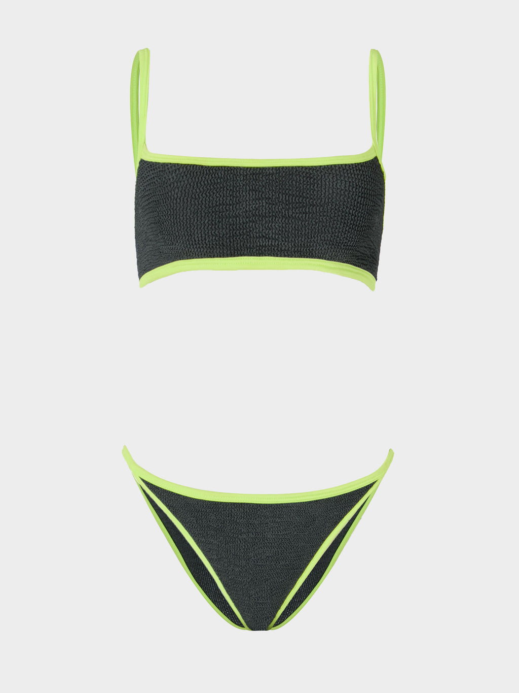 Tyler Contrast Bikini - Metallic Graphite/chartreuse