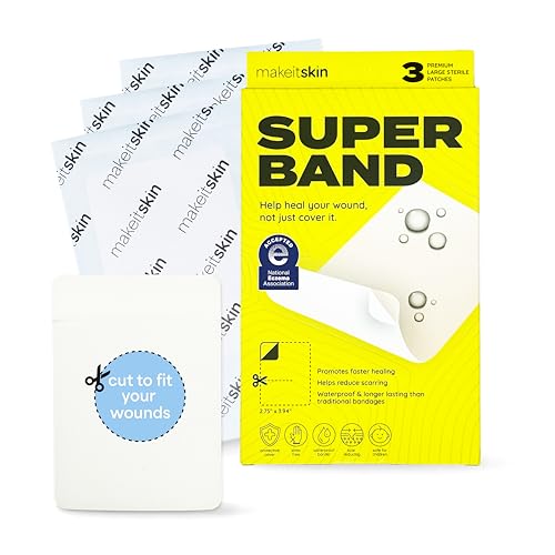 Superband Hydrocolloid Bandages, Waterproof Bandages | Hydrocolloid Dressing, Cut-To-Size Sheets, Cuts, Burns, Blisters, Scratches, Fissures, Road Rash Treatment