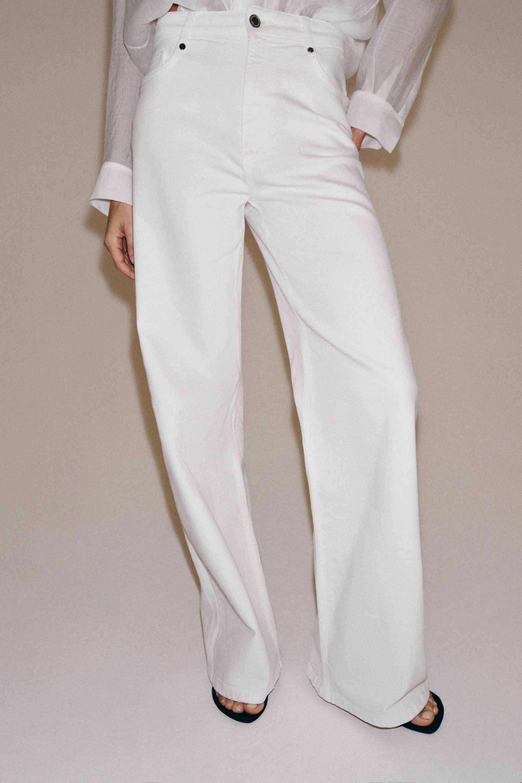Zw Collection High-Waist Wide-Leg Jeans - White - 4