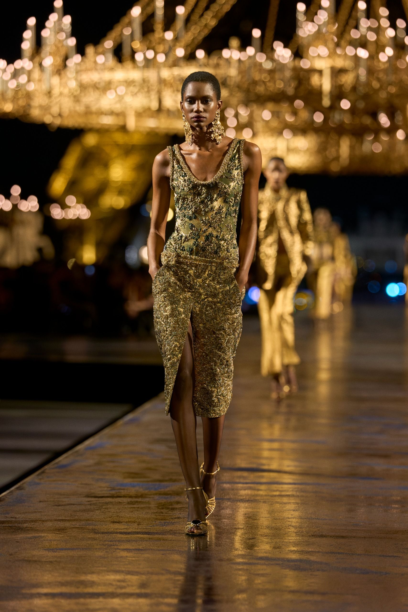 models walking the runway at the Saint Laurent spring/summer 2027 show during Paris Fashion Week