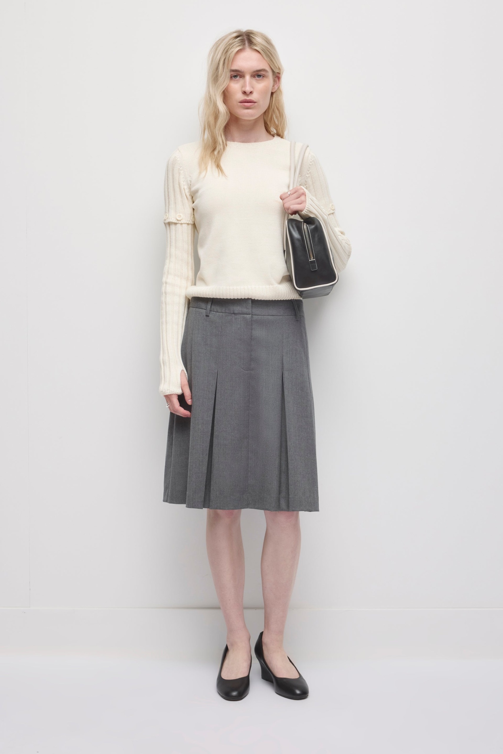 Women's Zaman Pleated Skirt in Charcoal Mix - Charcoal Mix / Charcoal Mix / 0
