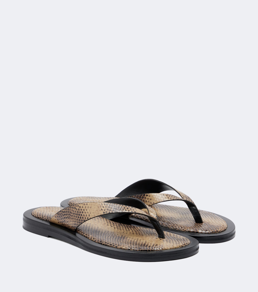 Marcelle Snake-Effect Leather Thong Sandals