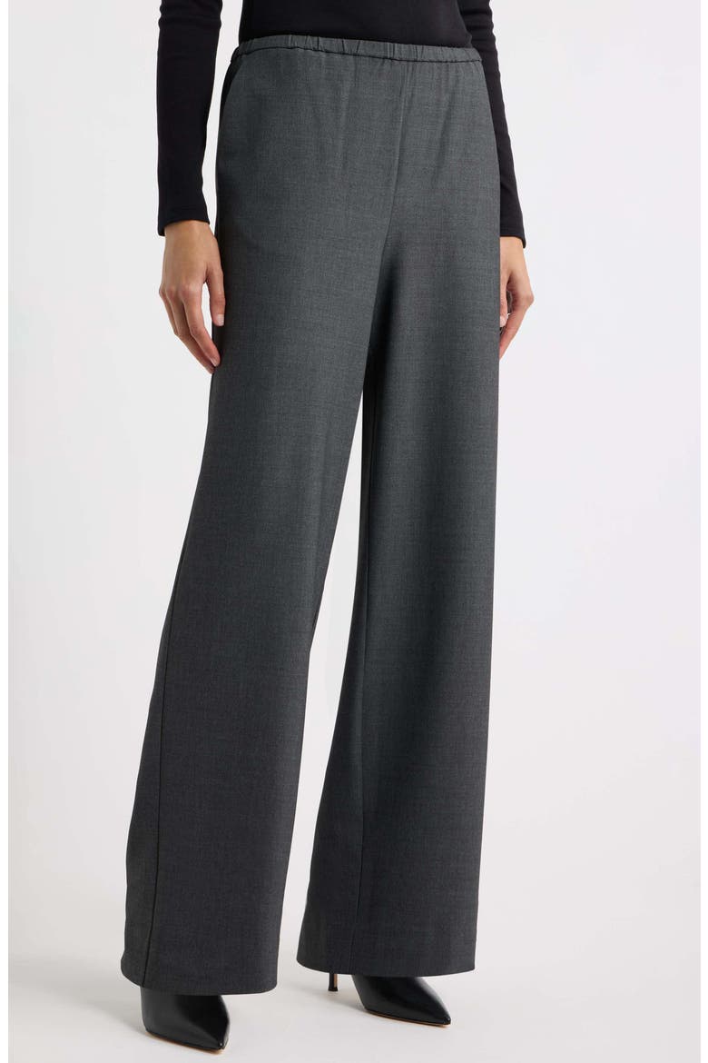 Wool Blend Pull on Wide Leg Pants